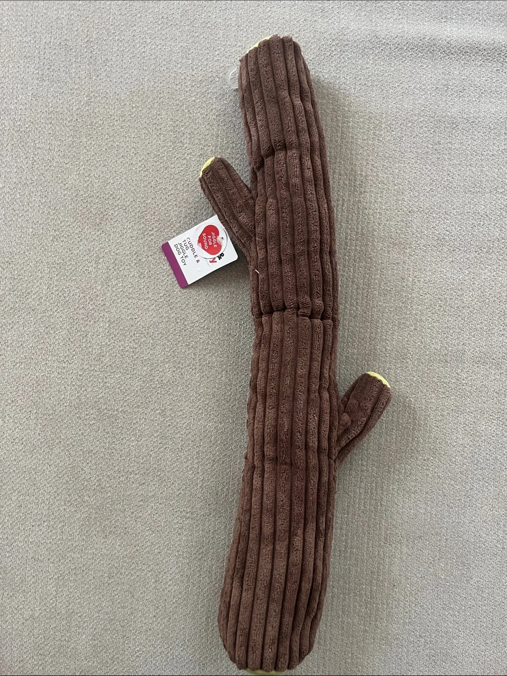 Boots & Barkley Brown Plush Cactus Tug Dog Toy with Yellow Tips